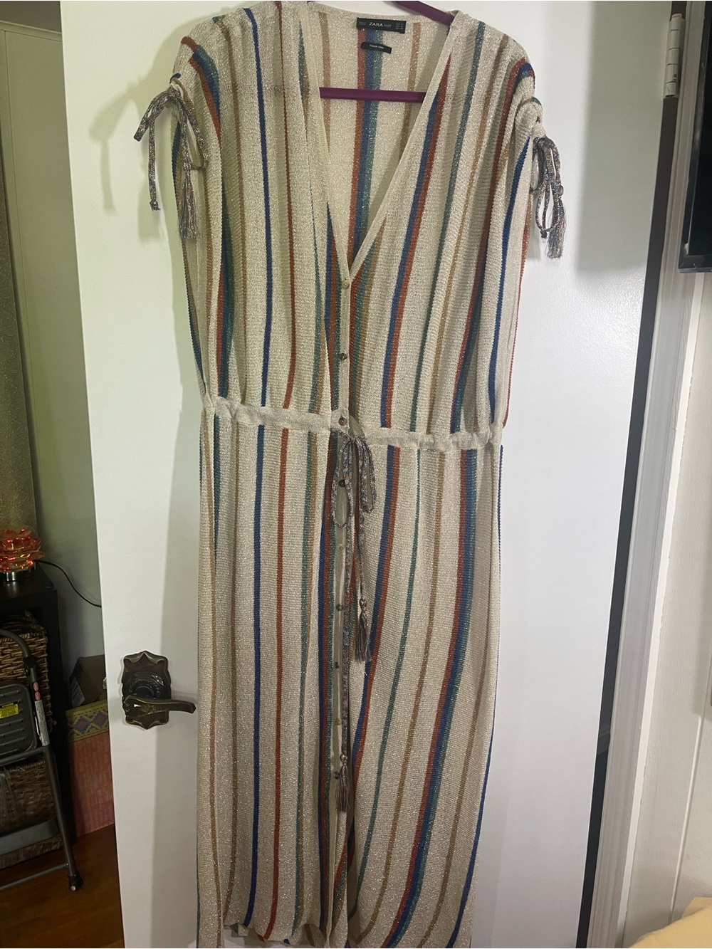 Zara Striped Italian Knit Button-Front Kaftan Dress. Limited Edition. Size M - Picture 3 of 10